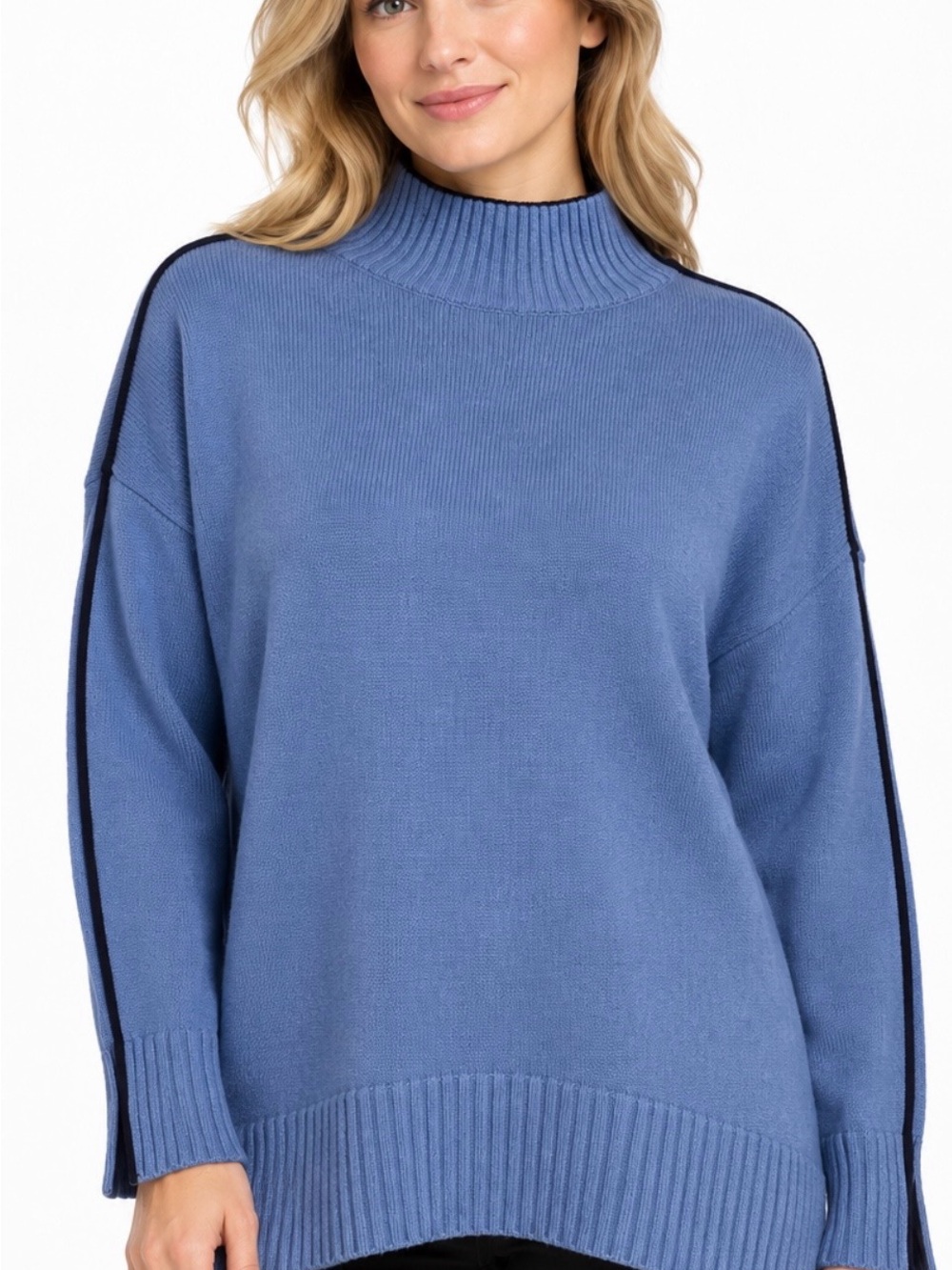 T by Talbots Blue Mock Neck Sweater Small pit to pit 22 length 26